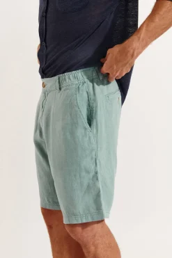 Cala 1789 Bermuda en lin vert d'eau XAVIER LINDYE Fashion