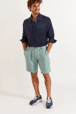 Cala 1789 Bermuda en lin vert d'eau XAVIER LINDYE Fashion