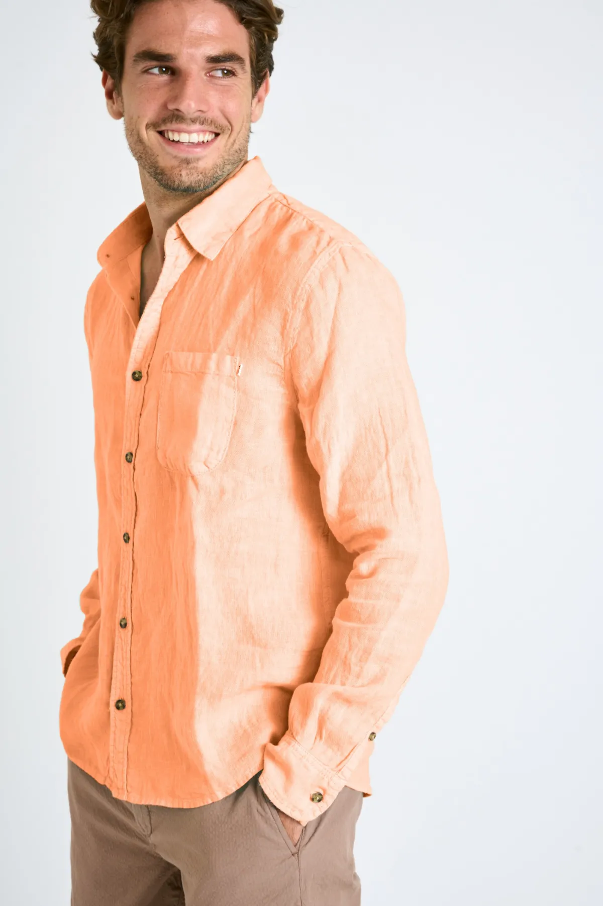 Cala 1789 Chemise en lin corail CHEMISEML LINDYE Outlet