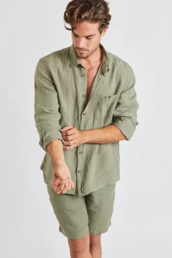 Cala 1789 Chemise en lin kaki CHEMISEML LINDYE Best