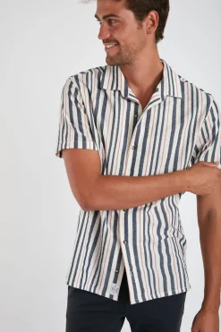 Cala 1789 Chemise manches courtes marine à rayures STEFANO SPINOLA Best