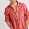 Cala 1789 Chemise orange en lin Chemiseml Lindye Hot