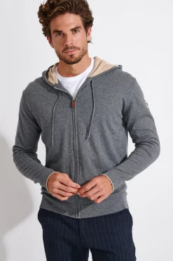 Cala 1789 Gilet à capuche gris chiné Luca MONZA New