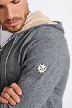 Cala 1789 Gilet à capuche gris chiné Luca MONZA New