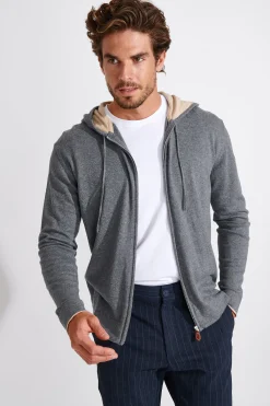 Cala 1789 Gilet à capuche gris chiné Luca MONZA New