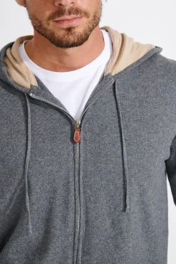 Cala 1789 Gilet à capuche gris chiné Luca MONZA New