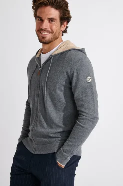 Cala 1789 Gilet à capuche gris chiné Luca MONZA New