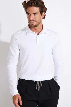 Cala 1789 Polo blanc manches longues CARL TERZO Fashion