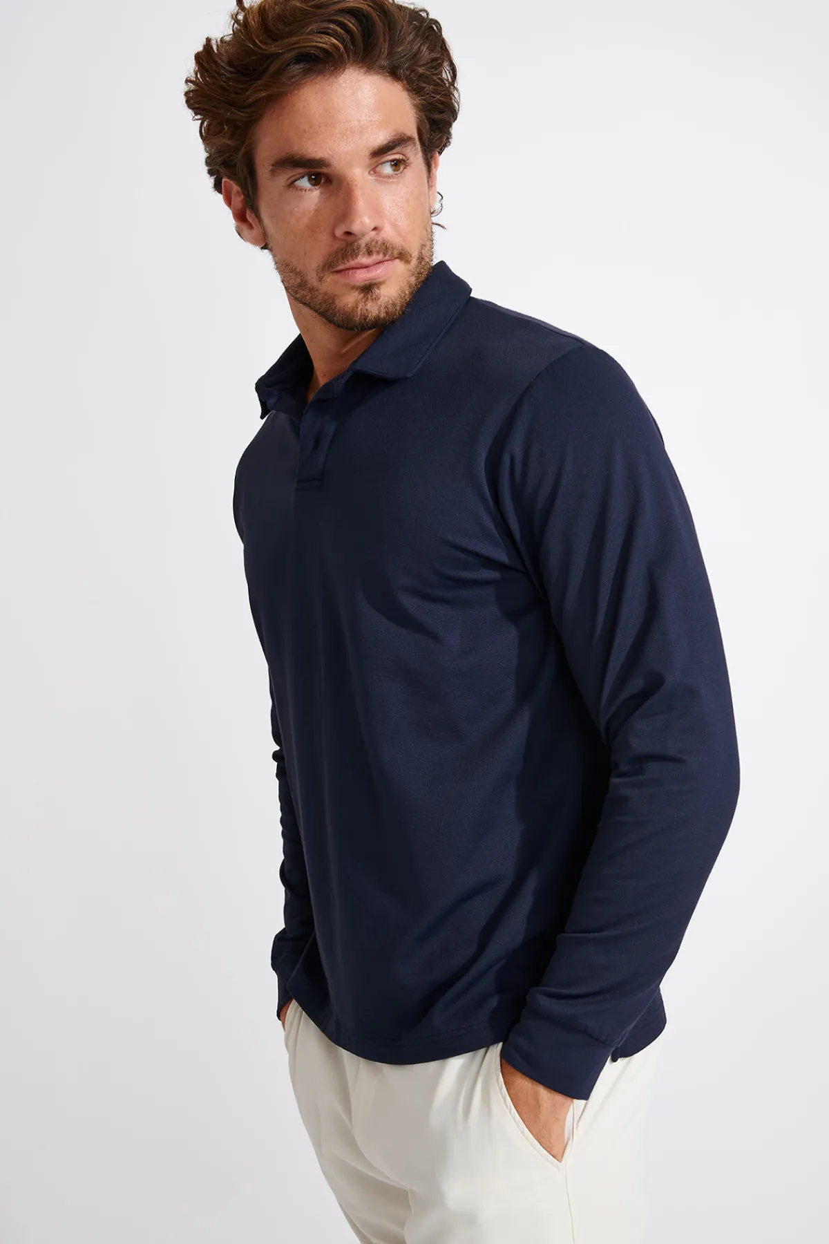Cala 1789 Polo marine manches longues CARL TERZO Fashion
