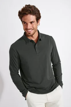 Cala 1789 Polo vert sapin manches longues CARL TERZO Discount