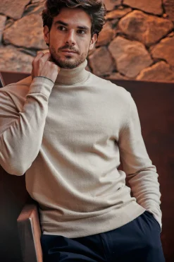 Cala 1789 PULL COL ROULÉ BEIGE SILVIO MONZA New