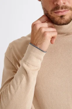 Cala 1789 PULL COL ROULÉ BEIGE SILVIO MONZA New