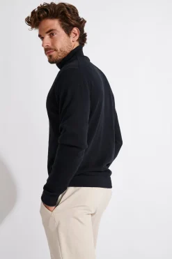 Cala 1789 PULL COL ROULÉ NOIR SILVIO MONZA Clearance
