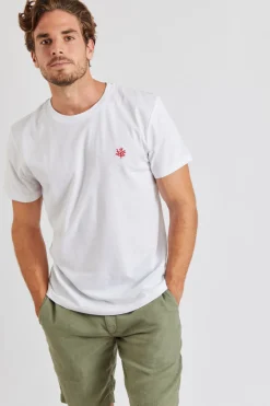 Cala 1789 T-shirt blanc avec broderie Yann Corail Sale