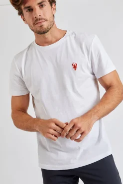 Cala 1789 T-shirt blanc avec broderie Yann Lobster Clearance
