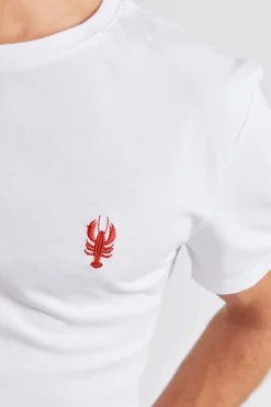 Cala 1789 T-shirt blanc avec broderie Yann Lobster Clearance