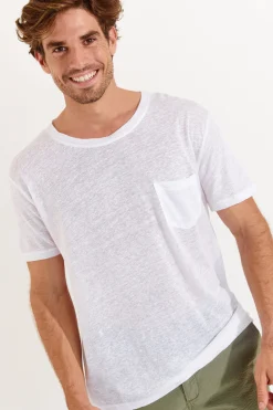 Cala 1789 Tshirt en lin blanc Collection Homme CYRIL LIN Clearance