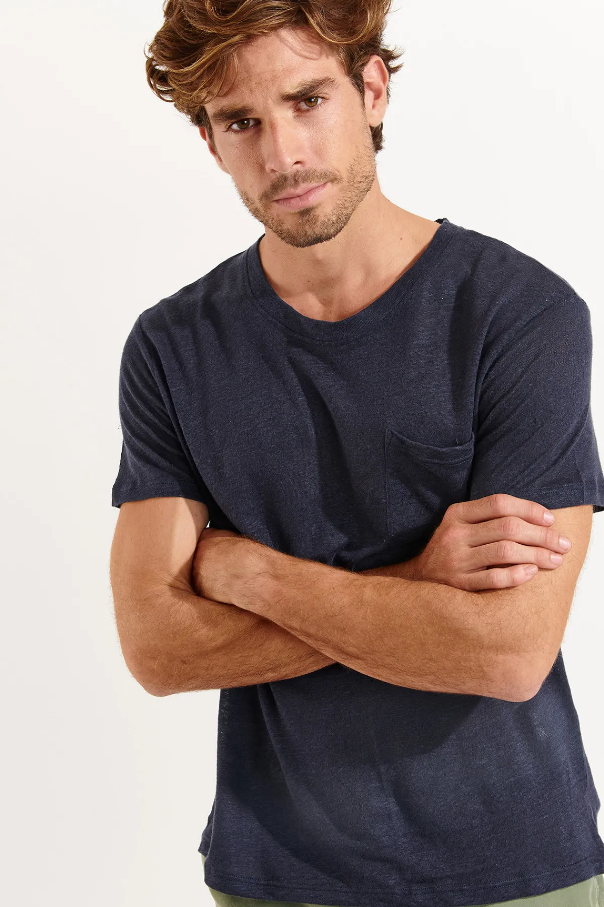 Cala 1789 Tshirt en lin bleu marine Collection Homme CYRIL LIN Hot