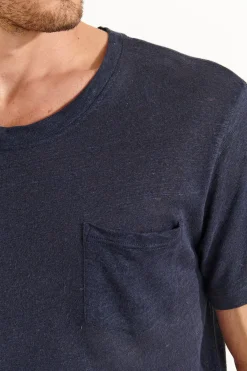Cala 1789 Tshirt en lin bleu marine Collection Homme CYRIL LIN Hot