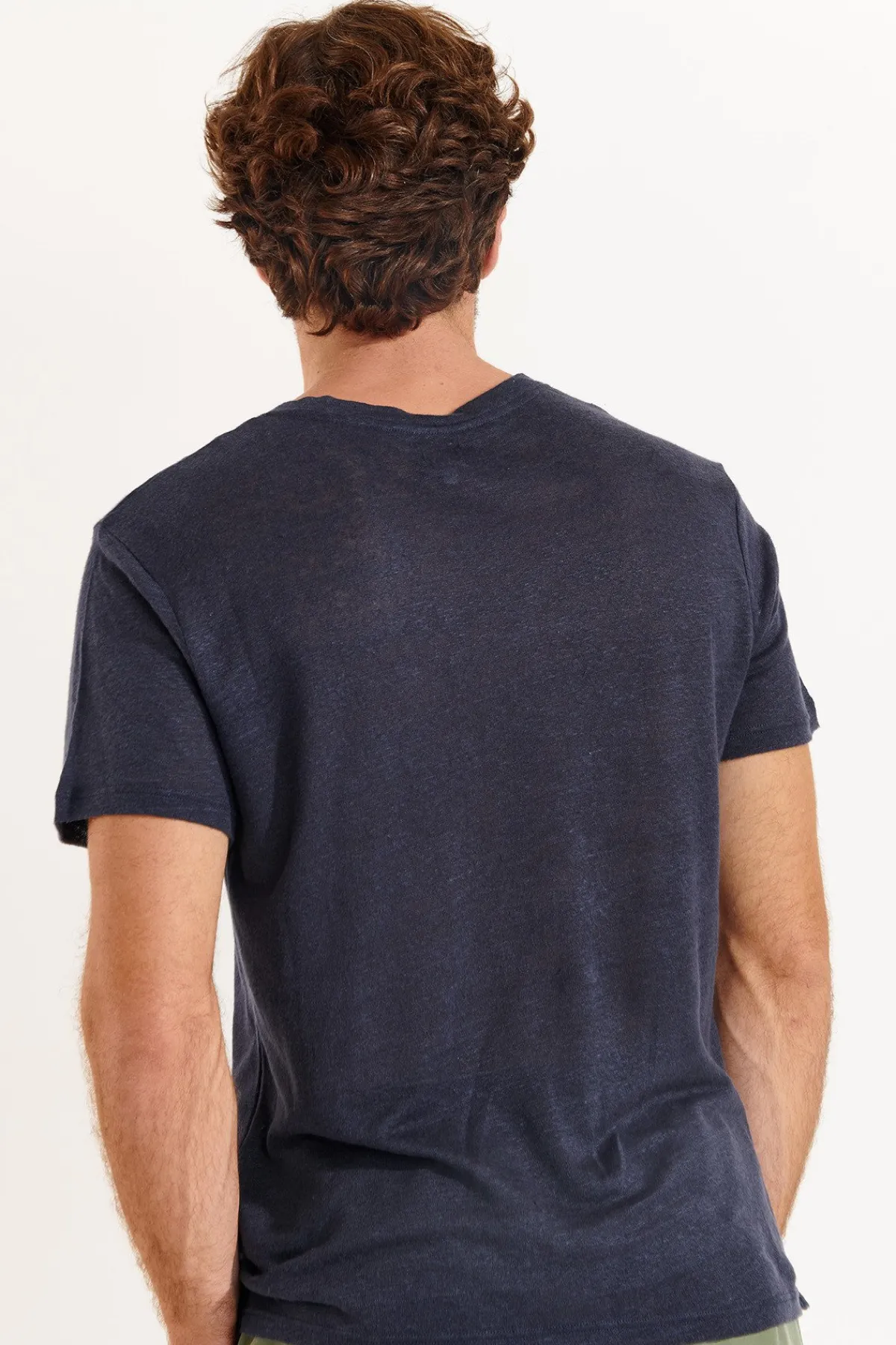 Cala 1789 Tshirt en lin bleu marine Collection Homme CYRIL LIN Hot