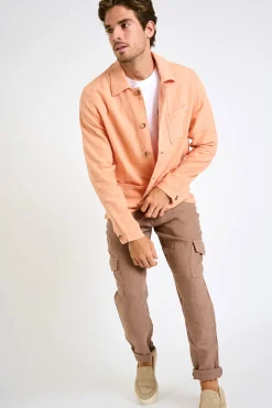 Cala 1789 Veste en lin corail OLIVIER LINDYE Sale