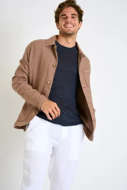 Cala 1789 Veste en lin taupe OLIVIER LINDYE Best