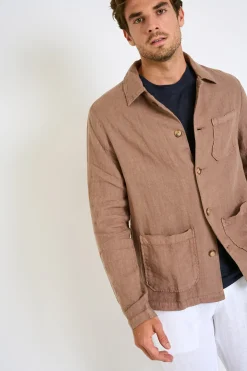 Cala 1789 Veste en lin taupe OLIVIER LINDYE Best