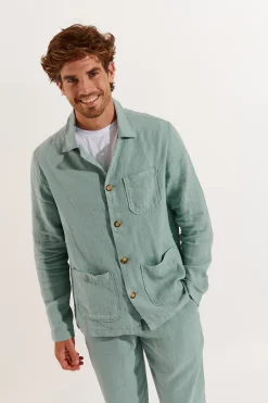 Cala 1789 Veste en lin vert d'eau OLIVIER LINDYE Clearance